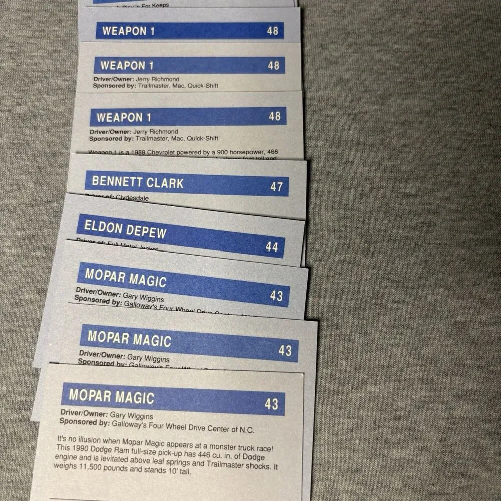 1990 Classic Monster Truck Cards Lot of 137 with Grave Digger Carolina Crusher‎